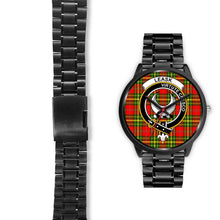 Load image into Gallery viewer, Leask Clans ,Black Leather watch, leather steel watch, tartan watch, tartan watches, clan watch, scotland watch, merry christmas, cyber Monday, halloween, black Friday