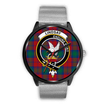 Load image into Gallery viewer, Lindsay Modern Clans ,Rose Gold Metal Link watch, leather steel watch, tartan watch, tartan watches, clan watch, scotland watch, merry christmas, cyber Monday, halloween, black Friday