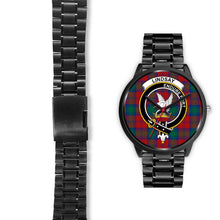 Load image into Gallery viewer, Lindsay Modern Clans ,Black Leather watch, leather steel watch, tartan watch, tartan watches, clan watch, scotland watch, merry christmas, cyber Monday, halloween, black Friday