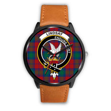 Load image into Gallery viewer, Lindsay Modern Clans ,Pink Leather watch, leather steel watch, tartan watch, tartan watches, clan watch, scotland watch, merry christmas, cyber Monday, halloween, black Friday