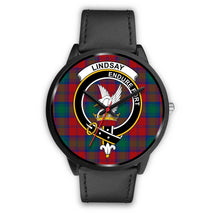 Load image into Gallery viewer, Lindsay Modern Clans ,Black Metal Mesh watch, leather steel watch, tartan watch, tartan watches, clan watch, scotland watch, merry christmas, cyber Monday, halloween, black Friday