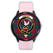 Load image into Gallery viewer, Lindsay Modern Clans ,Silver Metal Link watch, leather steel watch, tartan watch, tartan watches, clan watch, scotland watch, merry christmas, cyber Monday, halloween, black Friday