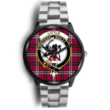 Load image into Gallery viewer, Little Clans ,Black Metal Link watch, leather steel watch, tartan watch, tartan watches, clan watch, scotland watch, merry christmas, cyber Monday, halloween, black Friday