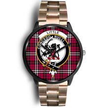 Load image into Gallery viewer, Little Clans ,Black Leather watch, leather steel watch, tartan watch, tartan watches, clan watch, scotland watch, merry christmas, cyber Monday, halloween, black Friday