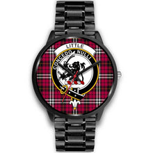 Load image into Gallery viewer, Little Clans ,Black Metal Link watch, leather steel watch, tartan watch, tartan watches, clan watch, scotland watch, merry christmas, cyber Monday, halloween, black Friday