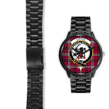 Load image into Gallery viewer, Little Clans ,Black Leather watch, leather steel watch, tartan watch, tartan watches, clan watch, scotland watch, merry christmas, cyber Monday, halloween, black Friday