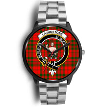 Load image into Gallery viewer, Livingstone Modern Clans ,Black Metal Link watch, leather steel watch, tartan watch, tartan watches, clan watch, scotland watch, merry christmas, cyber Monday, halloween, black Friday