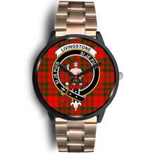 Load image into Gallery viewer, Livingstone Modern Clans ,Black Leather watch, leather steel watch, tartan watch, tartan watches, clan watch, scotland watch, merry christmas, cyber Monday, halloween, black Friday