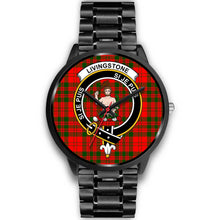 Load image into Gallery viewer, Livingstone Modern Clans ,Black Metal Link watch, leather steel watch, tartan watch, tartan watches, clan watch, scotland watch, merry christmas, cyber Monday, halloween, black Friday