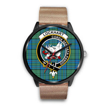 Load image into Gallery viewer, Lockhart Clans ,Brown Leather watch, leather steel watch, tartan watch, tartan watches, clan watch, scotland watch, merry christmas, cyber Monday, halloween, black Friday