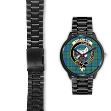 Load image into Gallery viewer, Lockhart Clans ,Black Leather watch, leather steel watch, tartan watch, tartan watches, clan watch, scotland watch, merry christmas, cyber Monday, halloween, black Friday