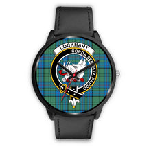 Load image into Gallery viewer, Lockhart Clans ,Black Metal Mesh watch, leather steel watch, tartan watch, tartan watches, clan watch, scotland watch, merry christmas, cyber Monday, halloween, black Friday