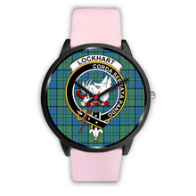 Load image into Gallery viewer, Lockhart Clans ,Silver Metal Link watch, leather steel watch, tartan watch, tartan watches, clan watch, scotland watch, merry christmas, cyber Monday, halloween, black Friday