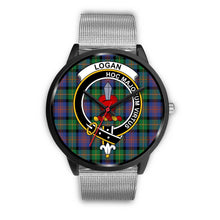 Load image into Gallery viewer, Logan Ancient Clans ,Rose Gold Metal Link watch, leather steel watch, tartan watch, tartan watches, clan watch, scotland watch, merry christmas, cyber Monday, halloween, black Friday