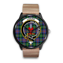 Load image into Gallery viewer, Logan Ancient Clans ,Brown Leather watch, leather steel watch, tartan watch, tartan watches, clan watch, scotland watch, merry christmas, cyber Monday, halloween, black Friday