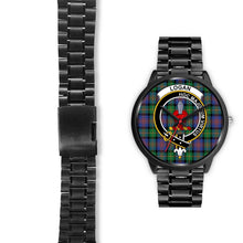 Load image into Gallery viewer, Logan Ancient Clans ,Black Leather watch, leather steel watch, tartan watch, tartan watches, clan watch, scotland watch, merry christmas, cyber Monday, halloween, black Friday