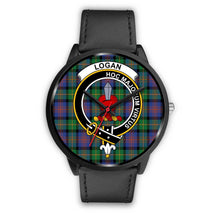 Load image into Gallery viewer, Logan Ancient Clans ,Black Metal Mesh watch, leather steel watch, tartan watch, tartan watches, clan watch, scotland watch, merry christmas, cyber Monday, halloween, black Friday