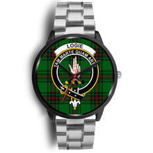 Load image into Gallery viewer, Logie Clans ,Black Metal Link watch, leather steel watch, tartan watch, tartan watches, clan watch, scotland watch, merry christmas, cyber Monday, halloween, black Friday