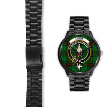 Load image into Gallery viewer, Logie Clans ,Black Leather watch, leather steel watch, tartan watch, tartan watches, clan watch, scotland watch, merry christmas, cyber Monday, halloween, black Friday