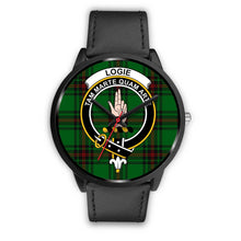 Load image into Gallery viewer, Logie Clans ,Black Metal Mesh watch, leather steel watch, tartan watch, tartan watches, clan watch, scotland watch, merry christmas, cyber Monday, halloween, black Friday