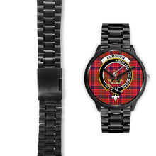 Load image into Gallery viewer, Lumsden Modern Clans ,Black Leather watch, leather steel watch, tartan watch, tartan watches, clan watch, scotland watch, merry christmas, cyber Monday, halloween, black Friday