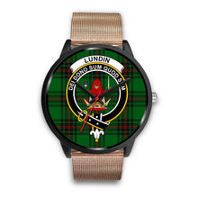 Load image into Gallery viewer, Lundin Clans ,Brown Leather watch, leather steel watch, tartan watch, tartan watches, clan watch, scotland watch, merry christmas, cyber Monday, halloween, black Friday