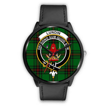 Load image into Gallery viewer, Lundin Clans ,Black Metal Mesh watch, leather steel watch, tartan watch, tartan watches, clan watch, scotland watch, merry christmas, cyber Monday, halloween, black Friday