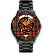 Load image into Gallery viewer, Lyle Clans ,Black Metal Link watch, leather steel watch, tartan watch, tartan watches, clan watch, scotland watch, merry christmas, cyber Monday, halloween, black Friday