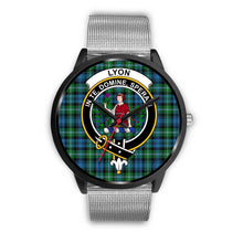 Load image into Gallery viewer, Lyon Clan Clans ,Rose Gold Metal Link watch, leather steel watch, tartan watch, tartan watches, clan watch, scotland watch, merry christmas, cyber Monday, halloween, black Friday
