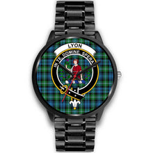 Load image into Gallery viewer, Lyon Clan Clans ,Black Metal Link watch, leather steel watch, tartan watch, tartan watches, clan watch, scotland watch, merry christmas, cyber Monday, halloween, black Friday
