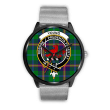 Load image into Gallery viewer, Young Modern Clans ,Rose Gold Metal Link watch, leather steel watch, tartan watch, tartan watches, clan watch, scotland watch, merry christmas, cyber Monday, halloween, black Friday