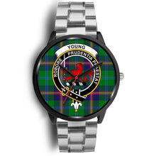 Load image into Gallery viewer, Young Modern Clans ,Black Metal Link watch, leather steel watch, tartan watch, tartan watches, clan watch, scotland watch, merry christmas, cyber Monday, halloween, black Friday