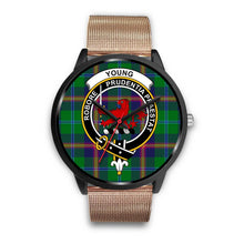 Load image into Gallery viewer, Young Modern Clans ,Brown Leather watch, leather steel watch, tartan watch, tartan watches, clan watch, scotland watch, merry christmas, cyber Monday, halloween, black Friday