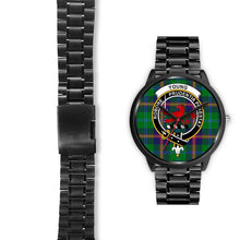 Load image into Gallery viewer, Young Modern Clans ,Black Leather watch, leather steel watch, tartan watch, tartan watches, clan watch, scotland watch, merry christmas, cyber Monday, halloween, black Friday