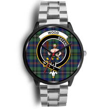 Load image into Gallery viewer, Wood Clans ,Black Metal Link watch, leather steel watch, tartan watch, tartan watches, clan watch, scotland watch, merry christmas, cyber Monday, halloween, black Friday
