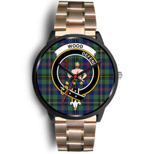 Load image into Gallery viewer, Wood Clans ,Black Leather watch, leather steel watch, tartan watch, tartan watches, clan watch, scotland watch, merry christmas, cyber Monday, halloween, black Friday