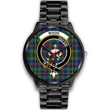 Load image into Gallery viewer, Wood Clans ,Black Metal Link watch, leather steel watch, tartan watch, tartan watches, clan watch, scotland watch, merry christmas, cyber Monday, halloween, black Friday