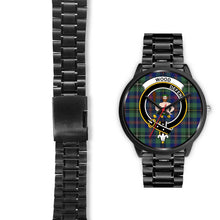 Load image into Gallery viewer, Wood Clans ,Black Leather watch, leather steel watch, tartan watch, tartan watches, clan watch, scotland watch, merry christmas, cyber Monday, halloween, black Friday