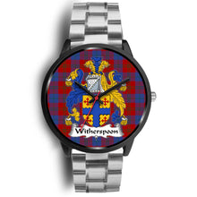 Load image into Gallery viewer, Witherspoon Clans ,Black Metal Link watch, leather steel watch, tartan watch, tartan watches, clan watch, scotland watch, merry christmas, cyber Monday, halloween, black Friday