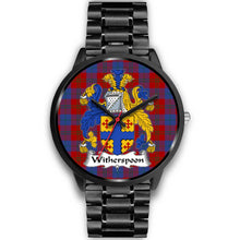 Load image into Gallery viewer, Witherspoon Clans ,Black Metal Link watch, leather steel watch, tartan watch, tartan watches, clan watch, scotland watch, merry christmas, cyber Monday, halloween, black Friday