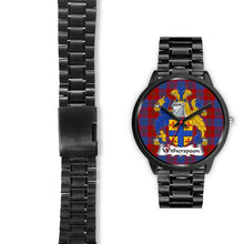 Load image into Gallery viewer, Witherspoon Clans ,Black Leather watch, leather steel watch, tartan watch, tartan watches, clan watch, scotland watch, merry christmas, cyber Monday, halloween, black Friday