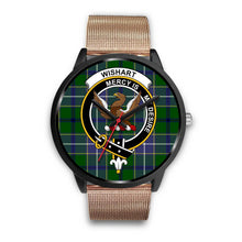 Load image into Gallery viewer, Wishart Hunting Clans ,Brown Leather watch, leather steel watch, tartan watch, tartan watches, clan watch, scotland watch, merry christmas, cyber Monday, halloween, black Friday