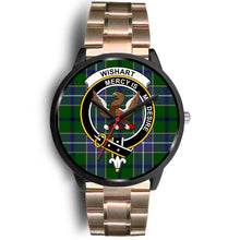 Load image into Gallery viewer, Wishart Hunting Clans ,Black Leather watch, leather steel watch, tartan watch, tartan watches, clan watch, scotland watch, merry christmas, cyber Monday, halloween, black Friday