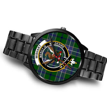 Load image into Gallery viewer, Wishart Hunting Clans ,Brown Leather watch, leather steel watch, tartan watch, tartan watches, clan watch, scotland watch, merry christmas, cyber Monday, halloween, black Friday