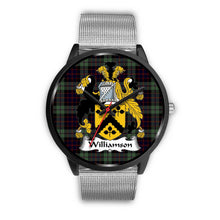 Load image into Gallery viewer, Williamson Clans ,Rose Gold Metal Link watch, leather steel watch, tartan watch, tartan watches, clan watch, scotland watch, merry christmas, cyber Monday, halloween, black Friday