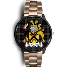 Load image into Gallery viewer, Williamson Clans ,Black Leather watch, leather steel watch, tartan watch, tartan watches, clan watch, scotland watch, merry christmas, cyber Monday, halloween, black Friday