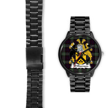 Load image into Gallery viewer, Williamson Clans ,Black Leather watch, leather steel watch, tartan watch, tartan watches, clan watch, scotland watch, merry christmas, cyber Monday, halloween, black Friday