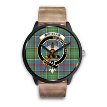 Load image into Gallery viewer, Whitelaw District Clans ,Brown Leather watch, leather steel watch, tartan watch, tartan watches, clan watch, scotland watch, merry christmas, cyber Monday, halloween, black Friday