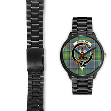 Load image into Gallery viewer, Whitelaw District Clans ,Black Leather watch, leather steel watch, tartan watch, tartan watches, clan watch, scotland watch, merry christmas, cyber Monday, halloween, black Friday