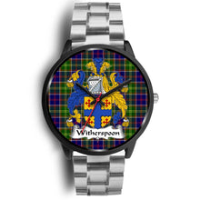 Load image into Gallery viewer, Whitefoord Modern Clans ,Black Metal Link watch, leather steel watch, tartan watch, tartan watches, clan watch, scotland watch, merry christmas, cyber Monday, halloween, black Friday